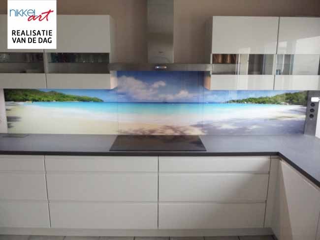 Kitchen splashbacks with print Tropical beach